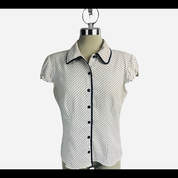 Reitmans white and black polka dots top Sise M - Picture 2 of 6
